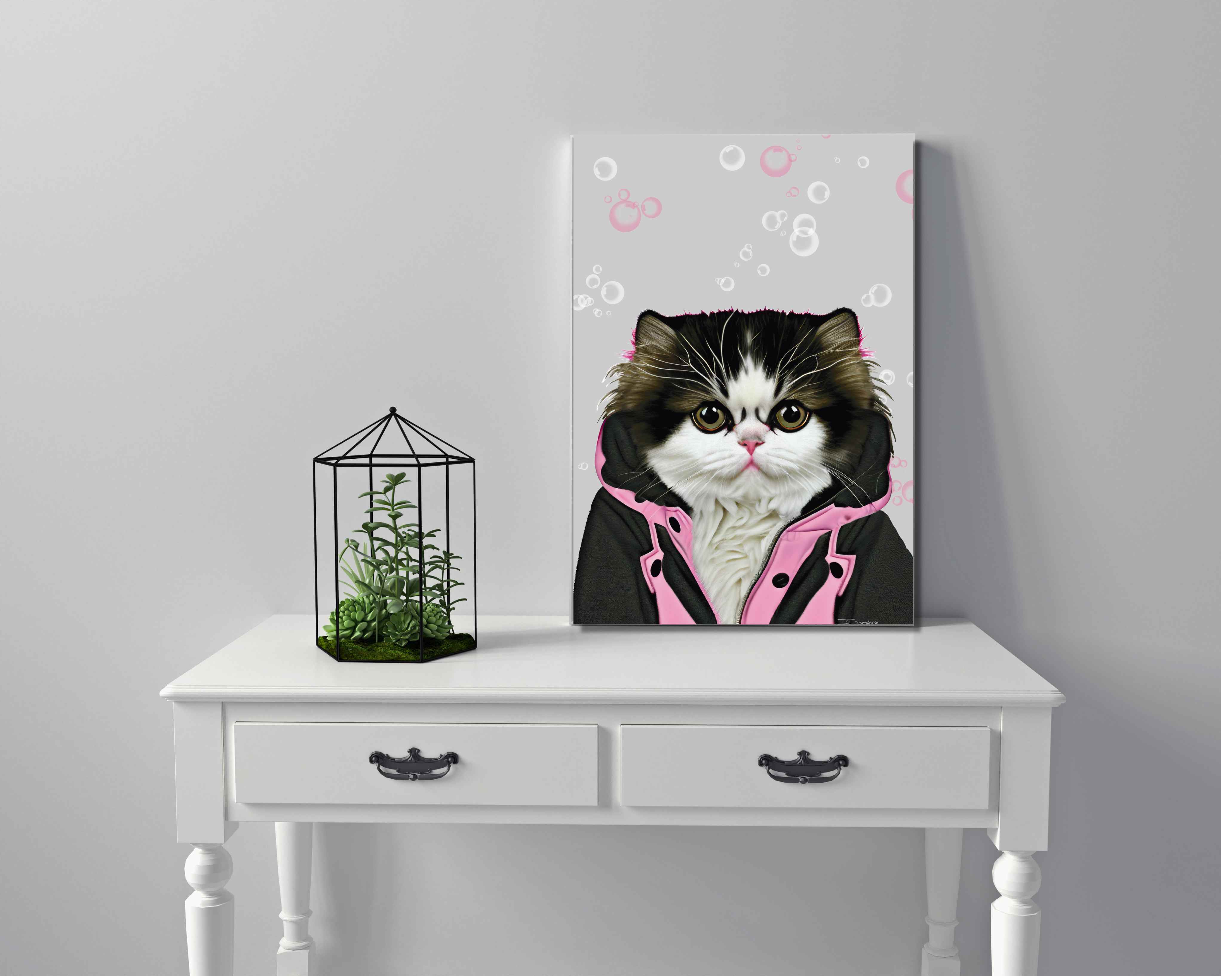 Persian Cat Canvas wearing a Jacket